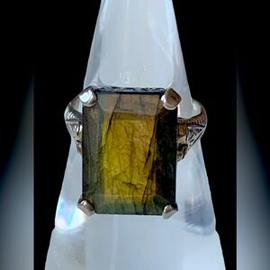 YS Labradorite Gemstone Sterling Silver Ornate Filigree Woman’s Ring Jewelry